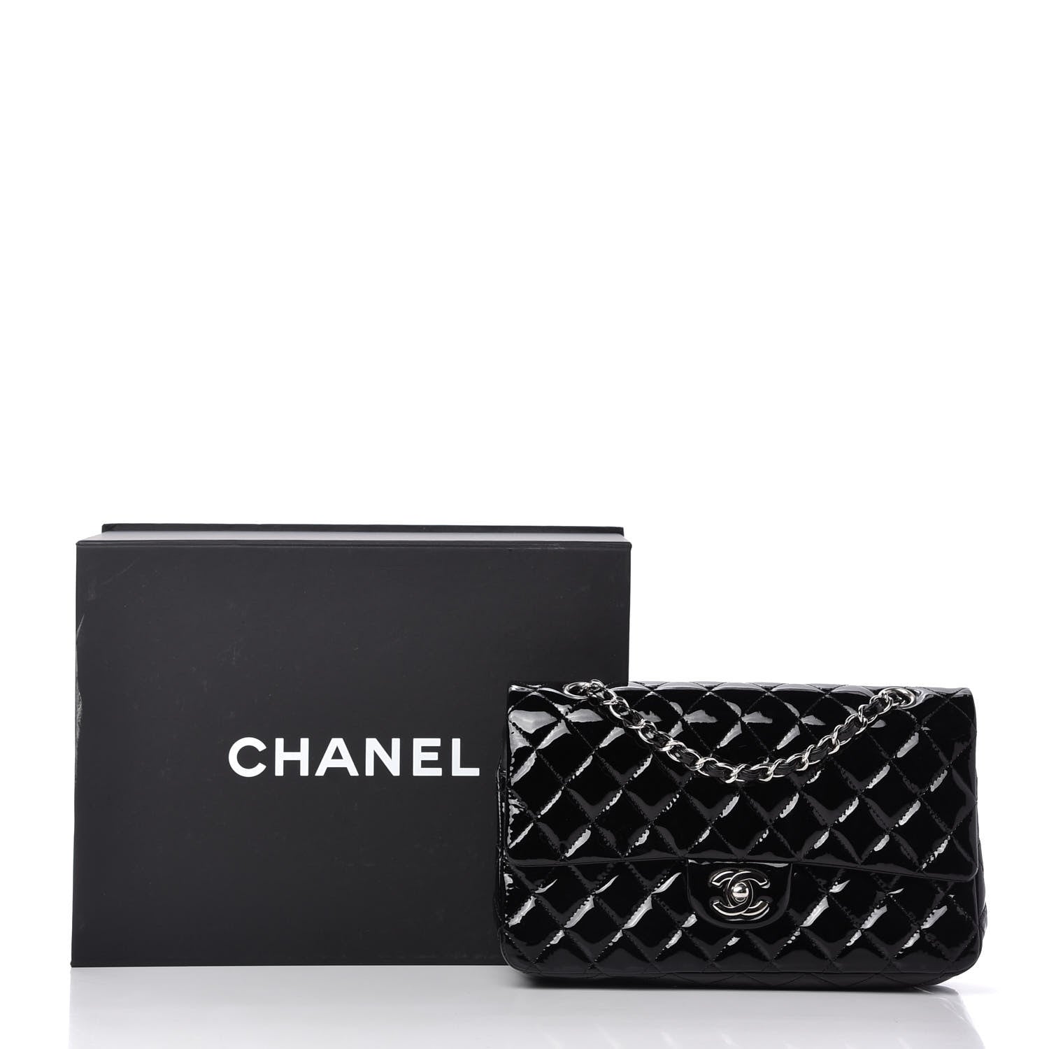 Chanel Patent Quilted Medium Double Flap Black 11 of 11
