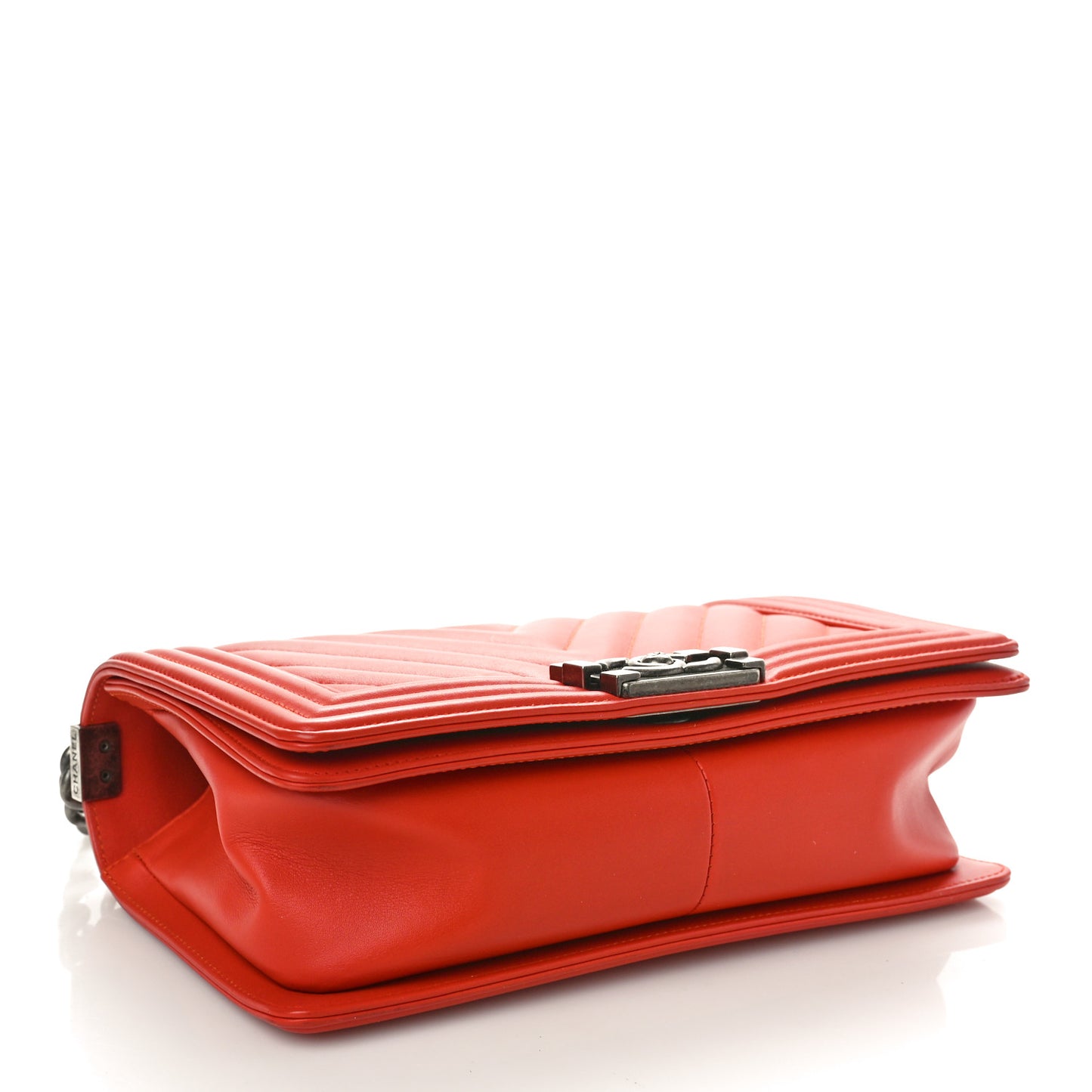 Lambskin Chevron Quilted Medium Boy Flap Orange