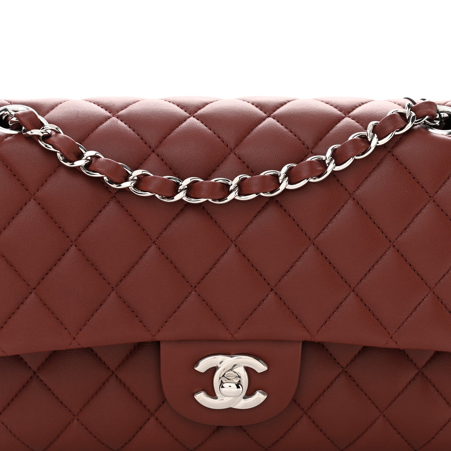 Chanel Lambskin Quilted Medium Double Flap Burgundy 8 of 10