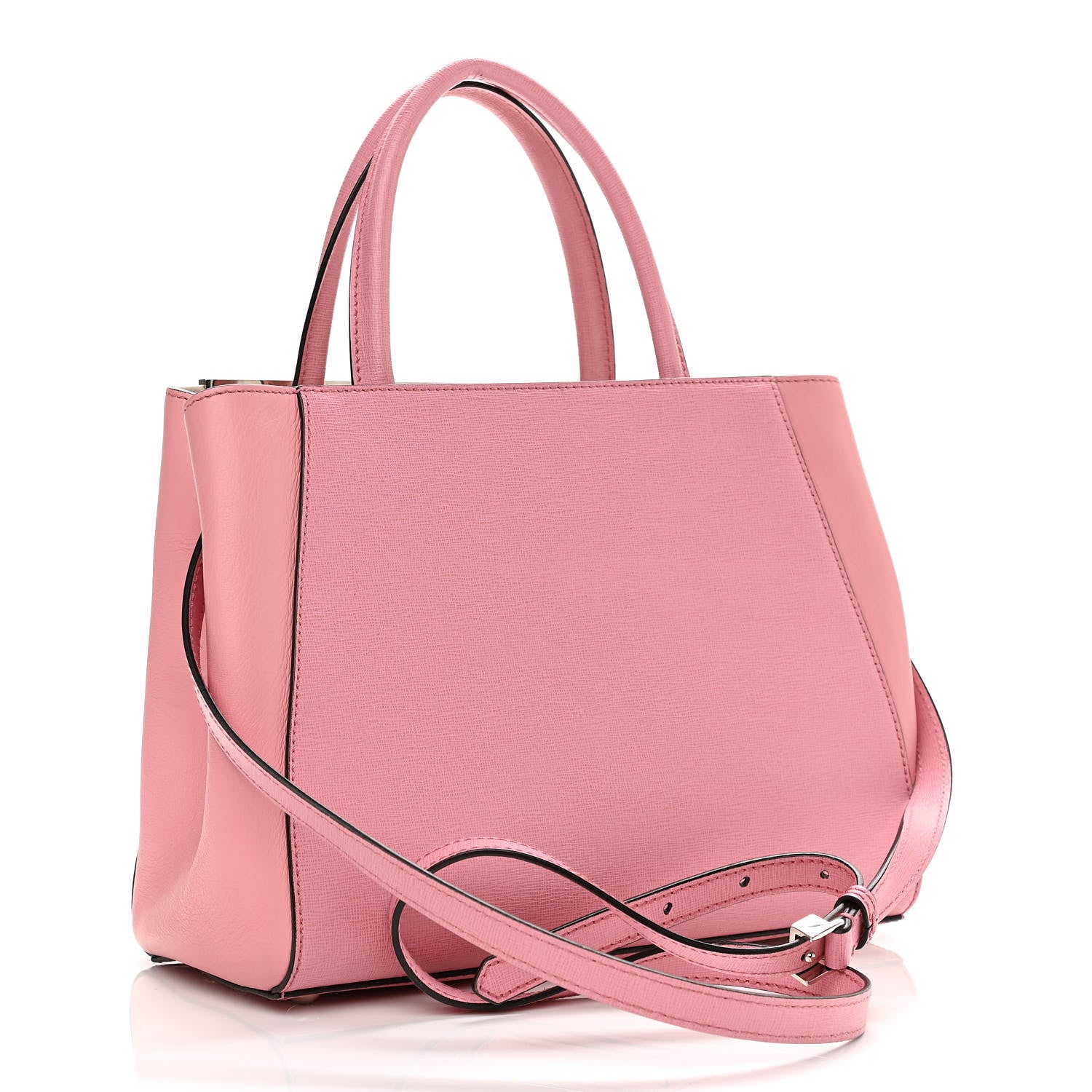 Fendi Vitello Elite Flamingo Mink Monster Charm Petite 2Jours Tote Pink Multicolor 3 of 14