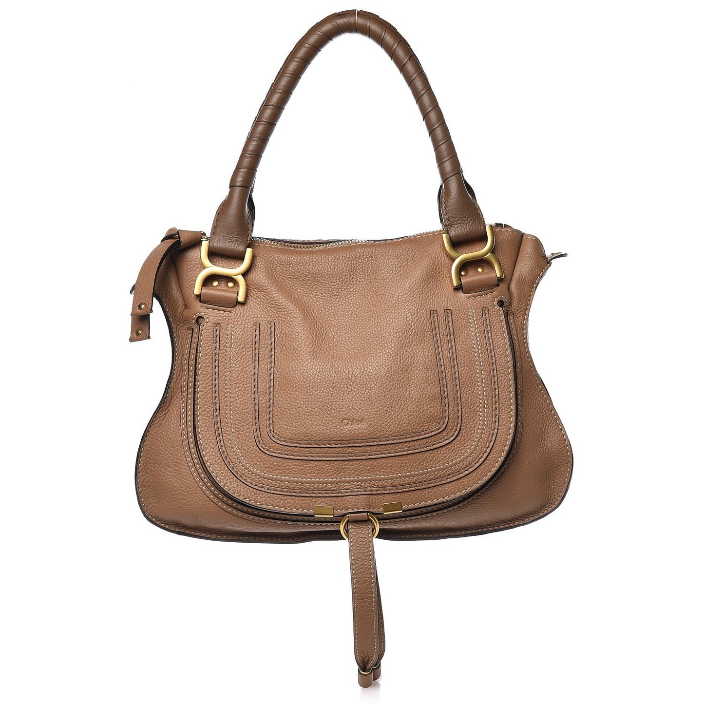 Calfskin Medium Marcie Satchel Sand Shell