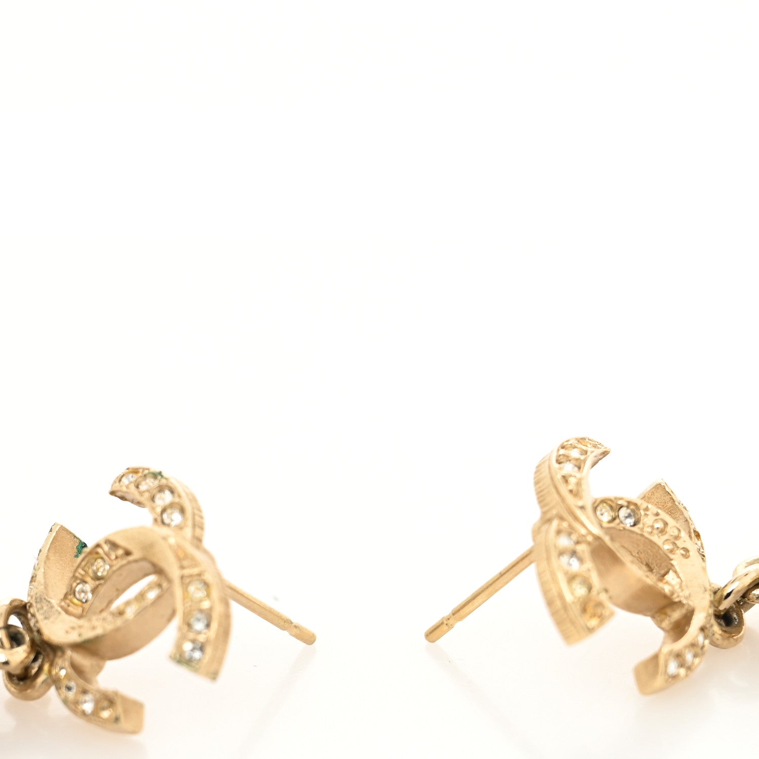 Chanel Crystal Pearl Camellia CC Drop Earrings Gold 3 of 5