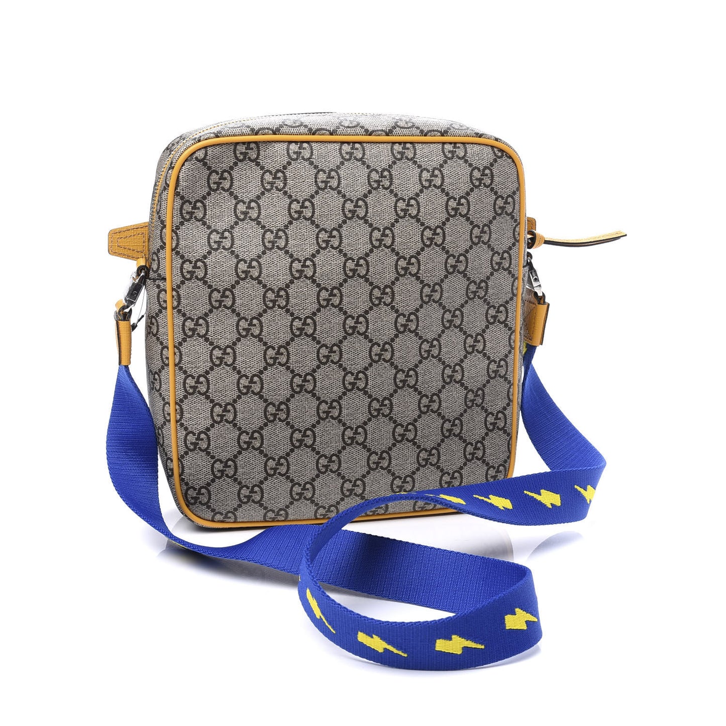 GG Supreme Monogram Kids Car Crossbody Bag Blue Yellow