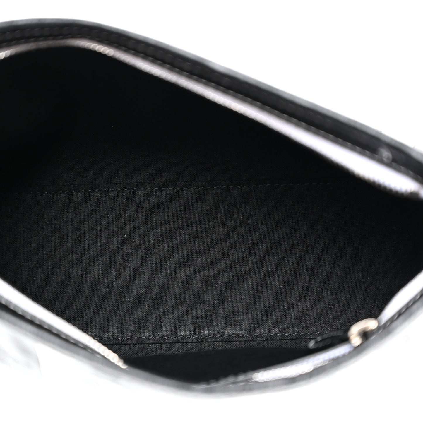 Agneau Arena Striped Patchwork Small Barbes Z Pouch with Handle Black White