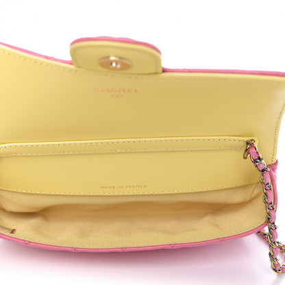 Chanel Lambskin Quilted Glasses Case With Chain Pink Yellow 5 of 12