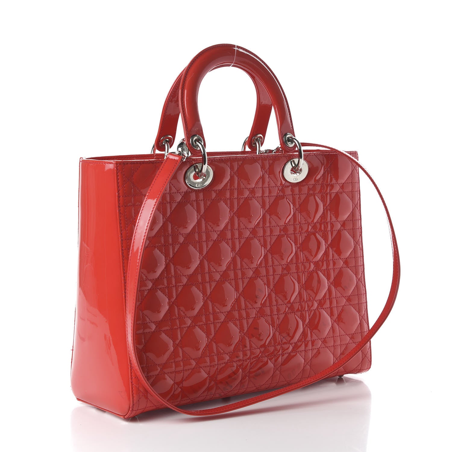 Christian Dior Patent Cannage Large Lady Dior Red 3 of 9