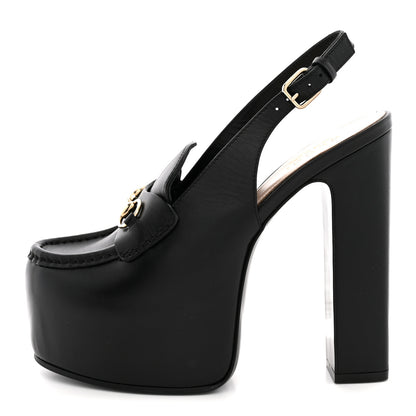 Gucci Calfskin Horsebit Platform 70/160mm Slingback Mules 37.5 Black 1 of 10
