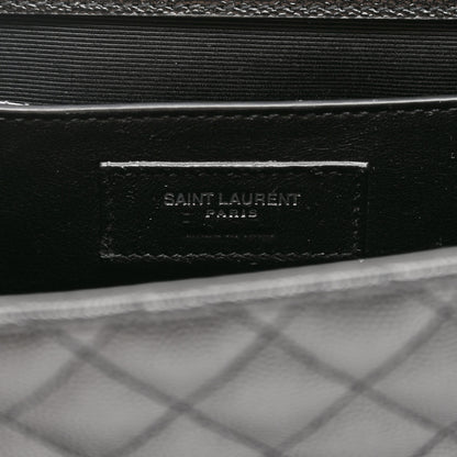 Saint Laurent Grain De Poudre Textured Mixed Matelasse Triquilt Medium Monogram Satchel Black 5 of 8