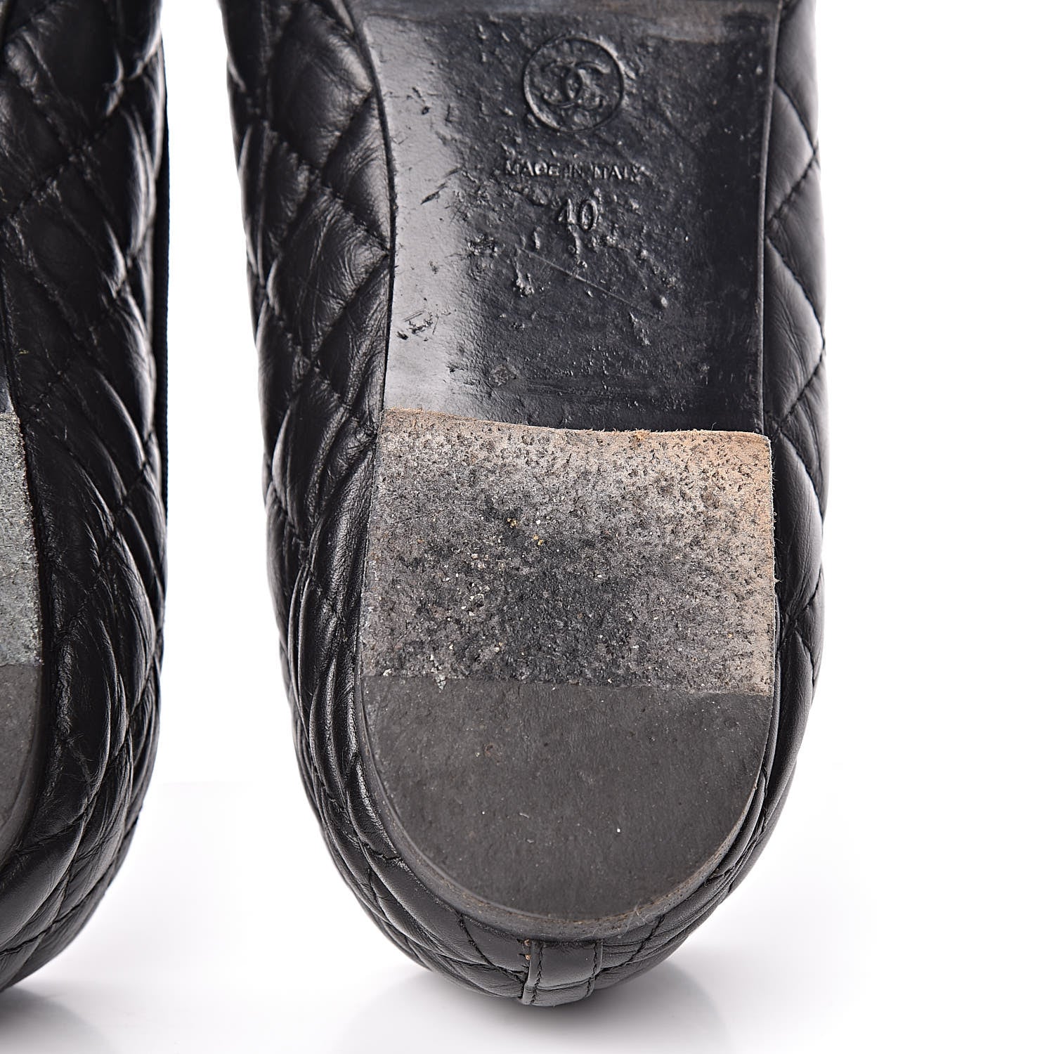 Chanel Aged Calfskin Quilted Cap Toe Ballerina Flats 40 Black 17 of 18