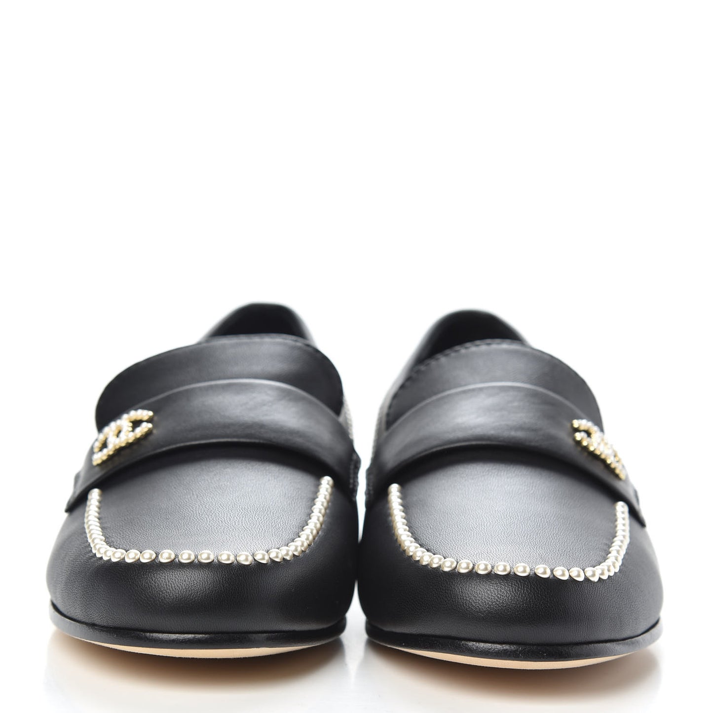 Calfskin Pearl CC Loafers 37 Black
