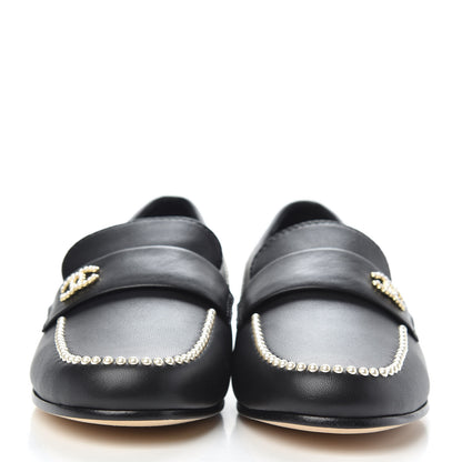 Chanel Calfskin Pearl CC Loafers 37 Black 2 of 7