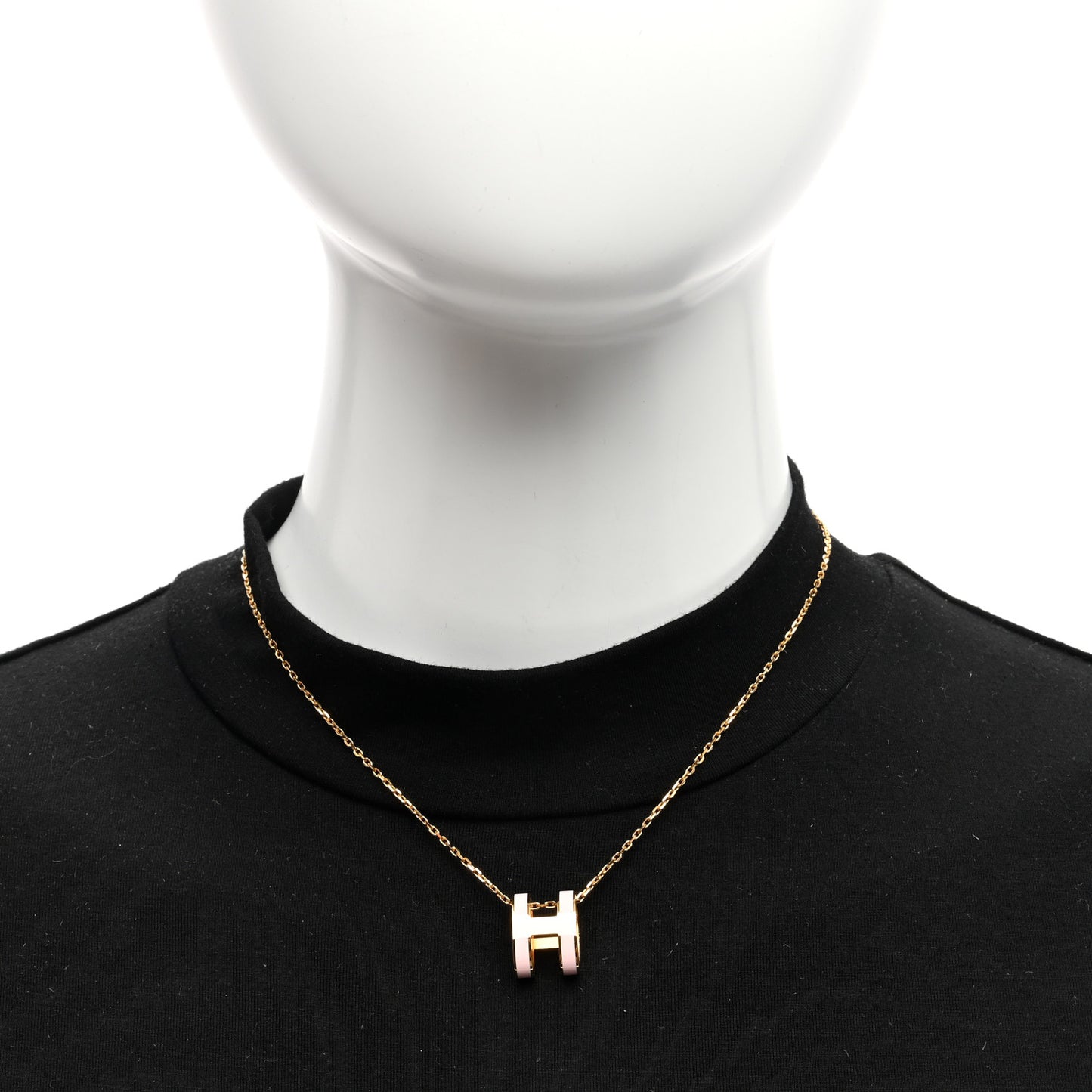 Lacquered Gold Pop H Pendant Necklace Rose Dragee