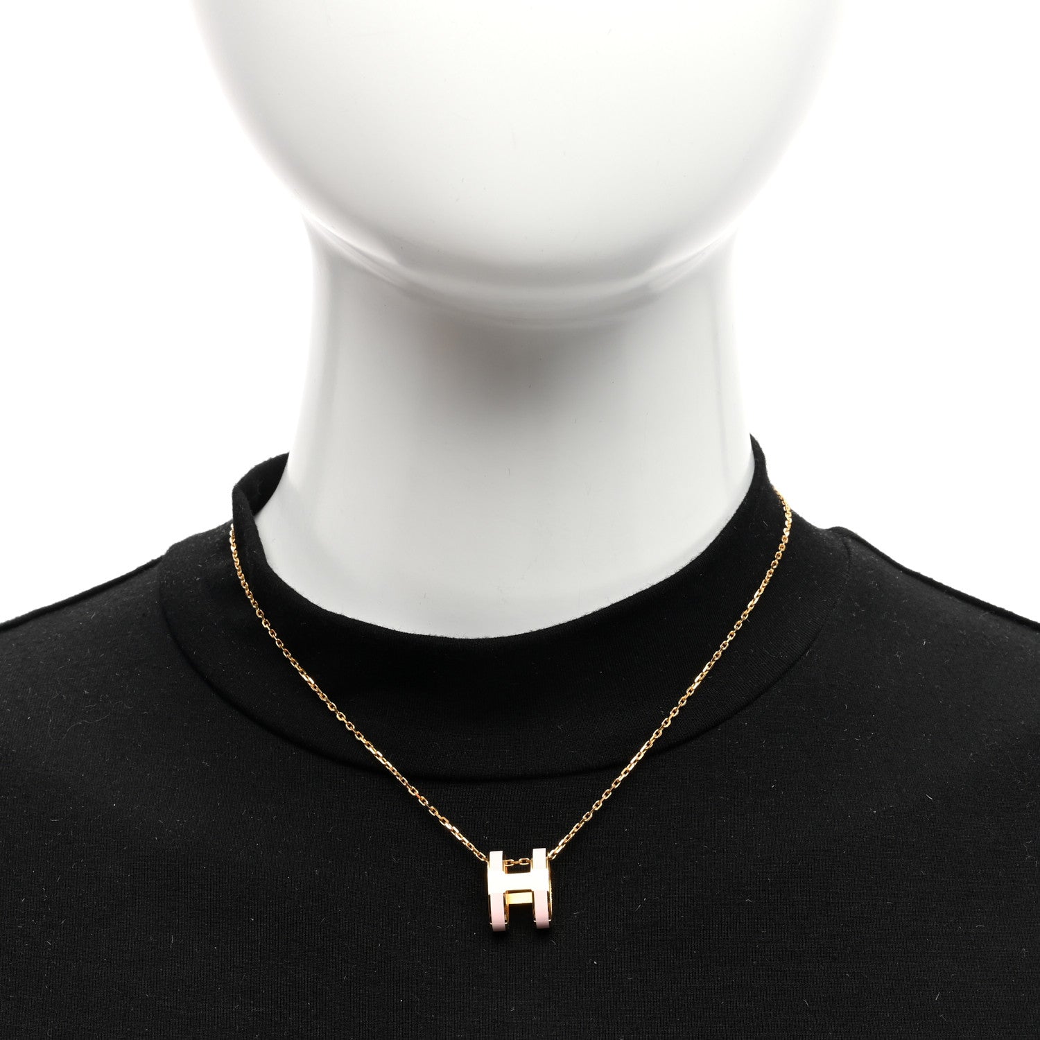 Hermes Lacquered Gold Pop H Pendant Necklace Rose Dragee 2 of 6