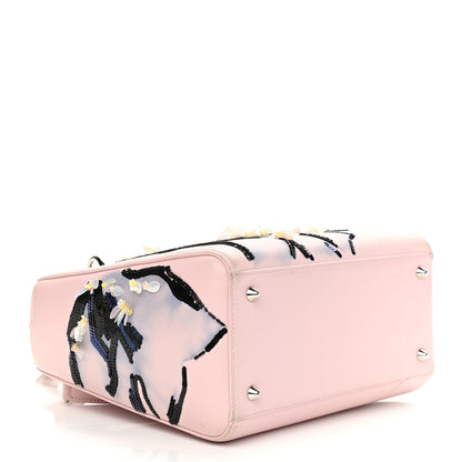 Christian Dior Deerskin Sequin Floral Printed Medium Lady Dior Pink 4 of 17