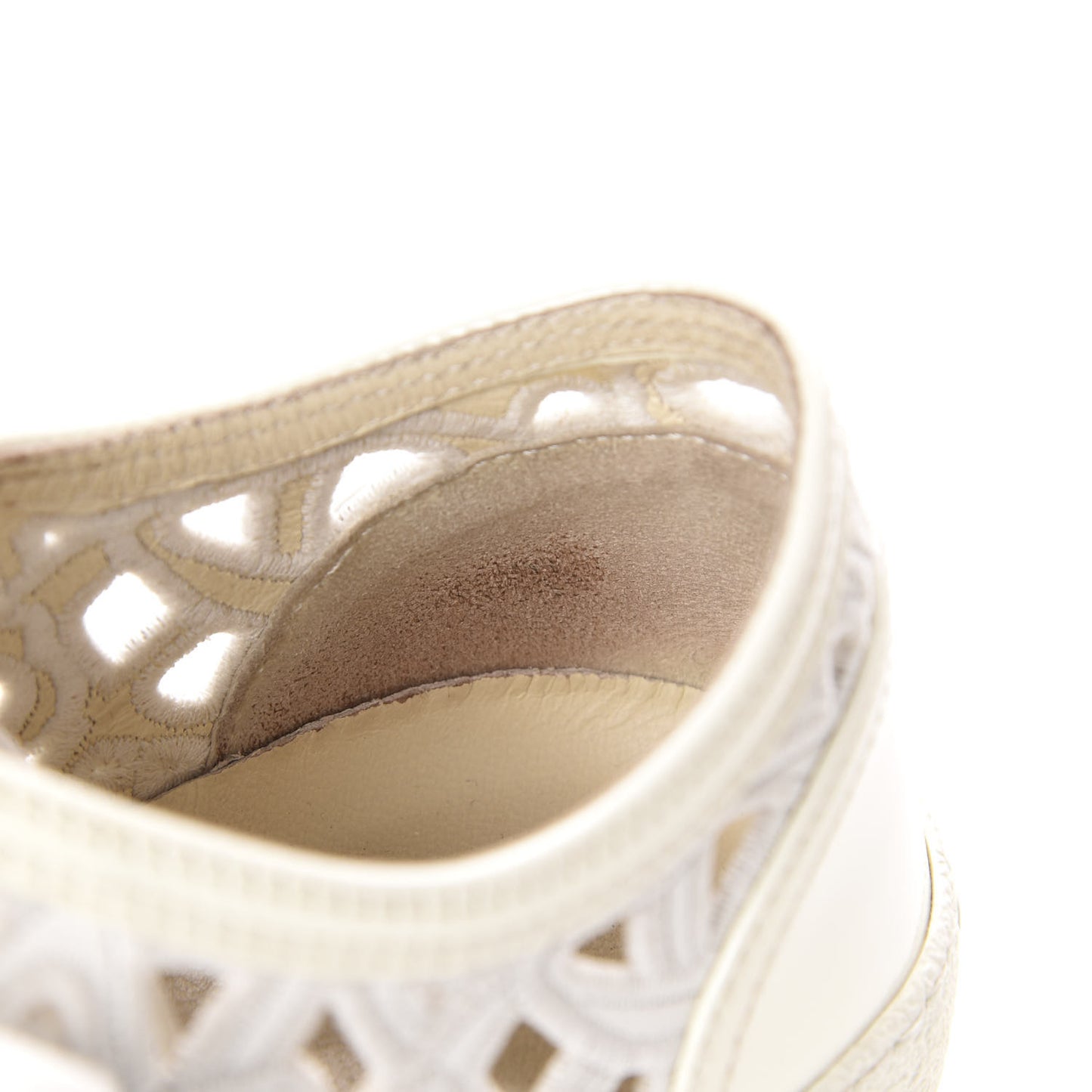 Patent Grained Goatskin Hollow Out Flower Sneakers 39 White