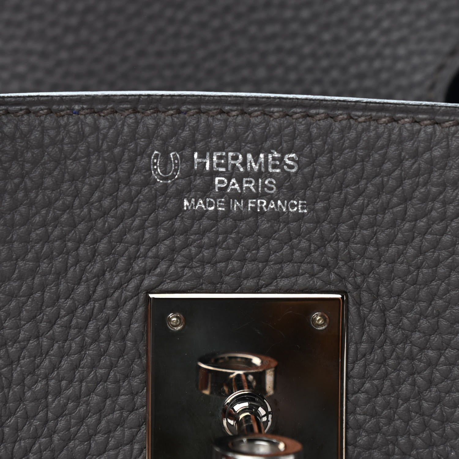 Hermes Togo Horseshoe Birkin 30 Etain Bleu Electrique 7 of 13