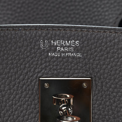 Hermes Togo Horseshoe Birkin 30 Etain Bleu Electrique 7 of 13