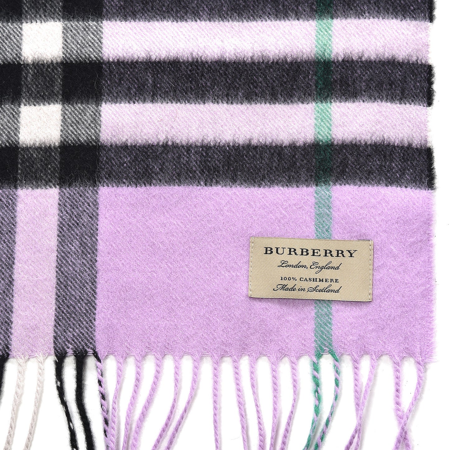 Cashmere Giant Check Icon Stripe Fringe Scarf