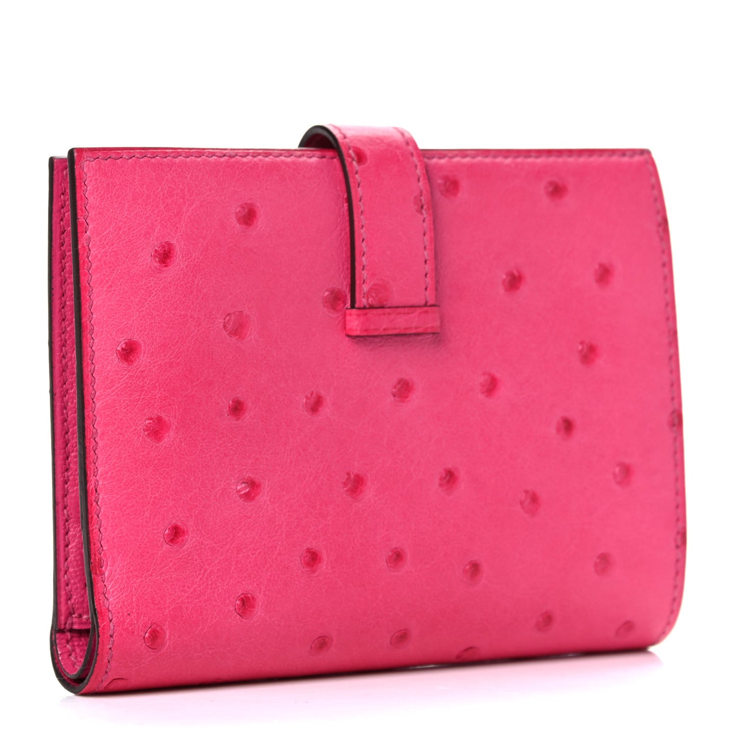 Ostrich Bearn Compact Wallet Rose Tyrien
