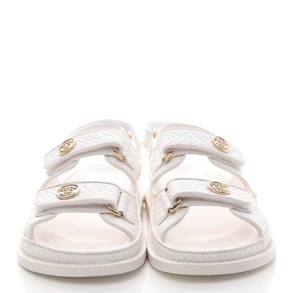Chanel Calfskin Printed Velcro Dad Sandals 36.5 White 2 of 13