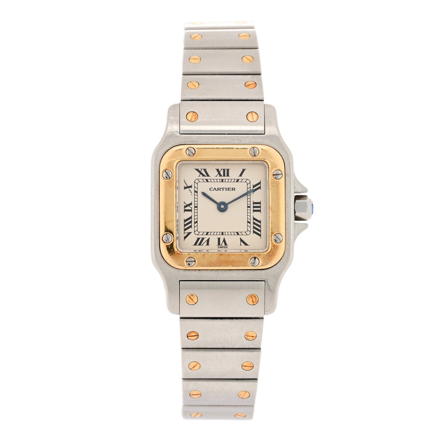 Stainless Steel 18K Yellow Gold 24mm Santos De Cartier Galbee Quartz Watch