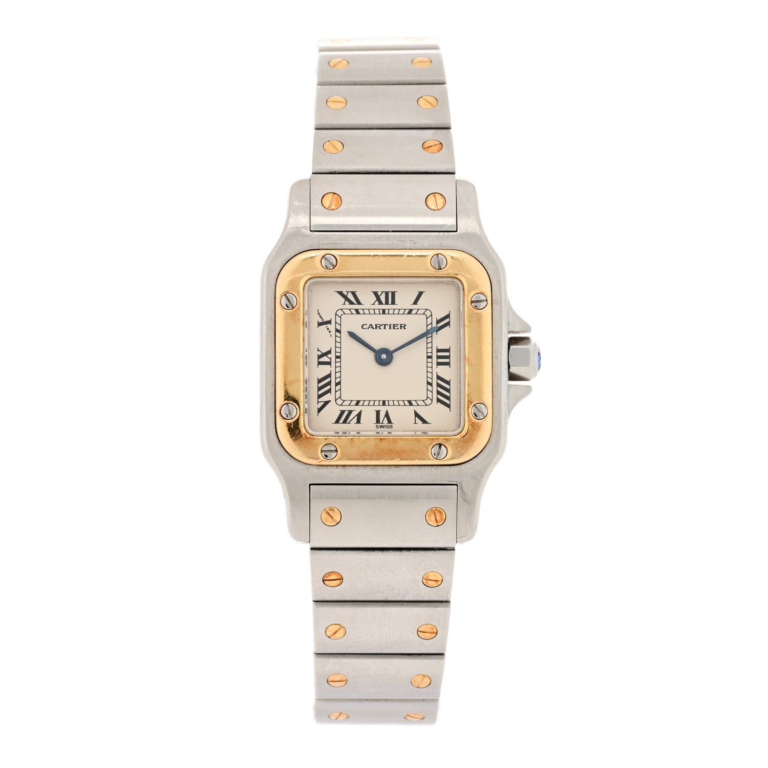 Cartier Stainless Steel 18K Yellow Gold 24mm Santos De Cartier Galbee Quartz Watch 1 of 4
