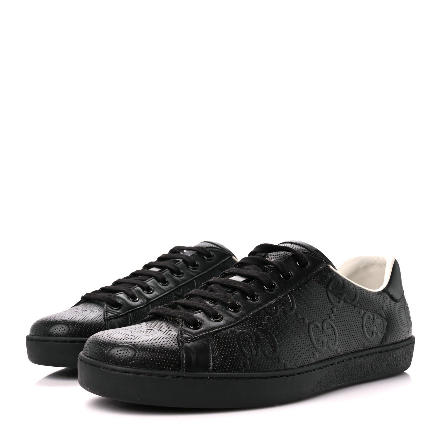 Gucci Calfskin GG Tennis Embossed Mens Ace Sneakers 9 Black 3 of 9