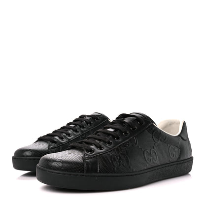 Gucci Calfskin GG Tennis Embossed Mens Ace Sneakers 9 Black 3 of 9