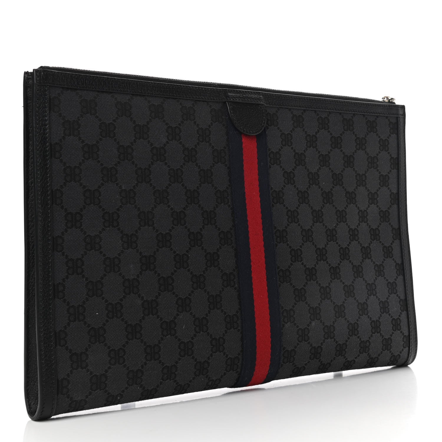 Gucci X BALENCIAGA BB Monogram Web Graffiti Ophidia Laptop Pouch Black 3 of 9