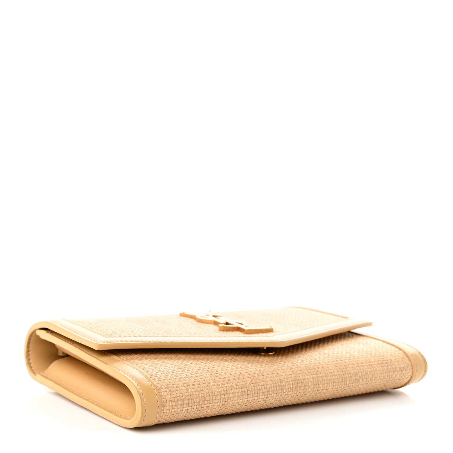 Micro Raffia Monogram Uptown Chain Wallet Natural Hay Blush