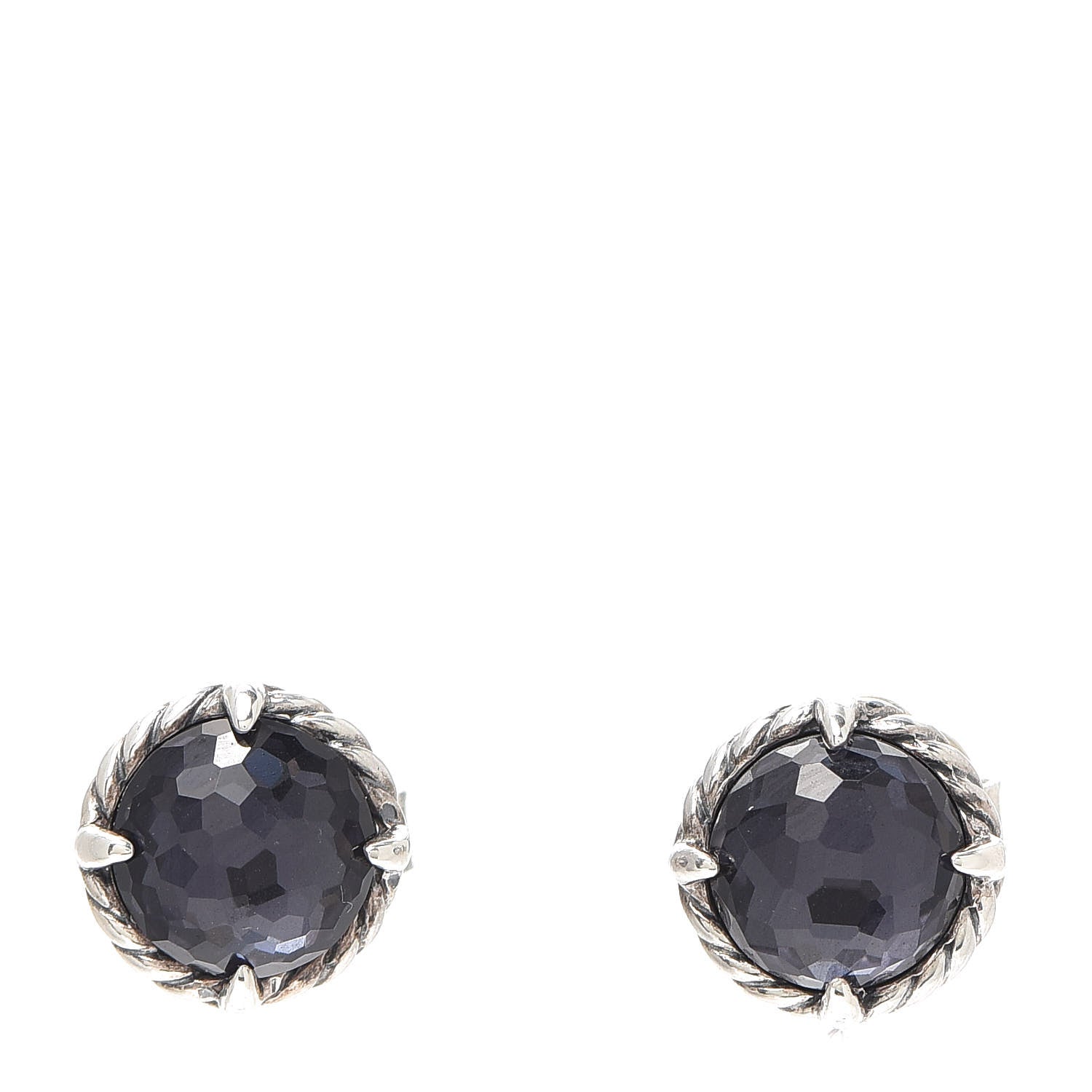 David Yurman Sterling Silver Black Orchid 8mm Chatelaine Earrings 1 of 4