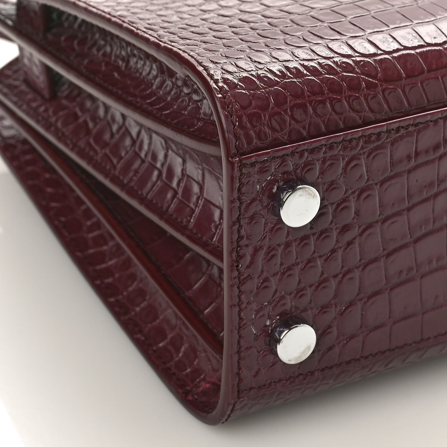 Calfskin Crocodile Embossed Nano Sac de Jour Bordeaux