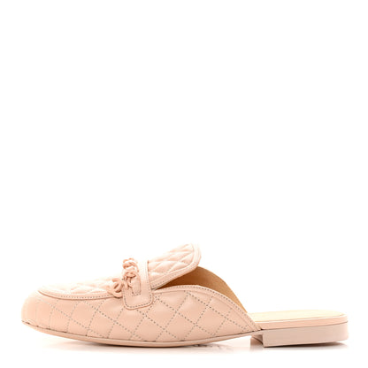 Chanel Lambskin Quilted Chain CC Mules 37.5 Light Pink 1 of 13