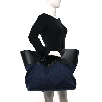 Alexander McQueen Calfskin Denim Large The Bow Bag Blue Black 2 of 11