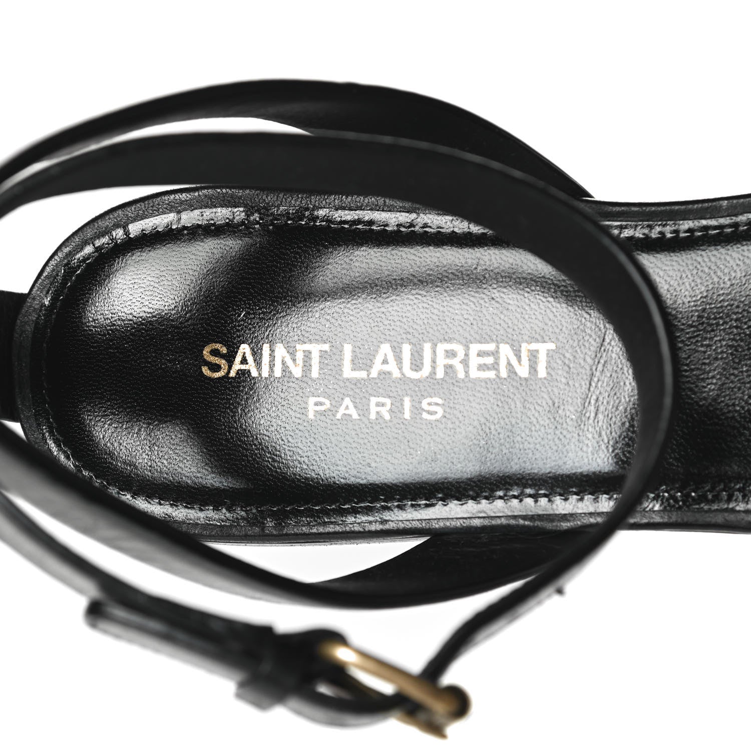 Saint Laurent Calfskin Tribute 05 Ankle Wrap Sandals 40.5 Black 8 of 9