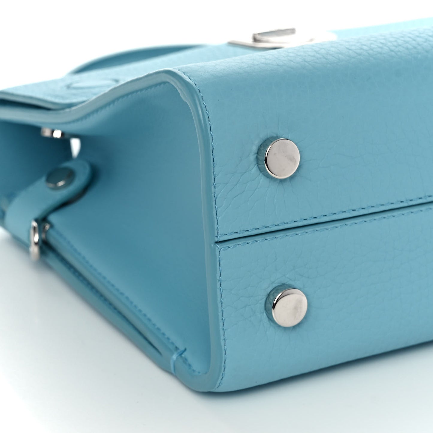 Grained Calfskin Mini Diorever Flap Sky Blue