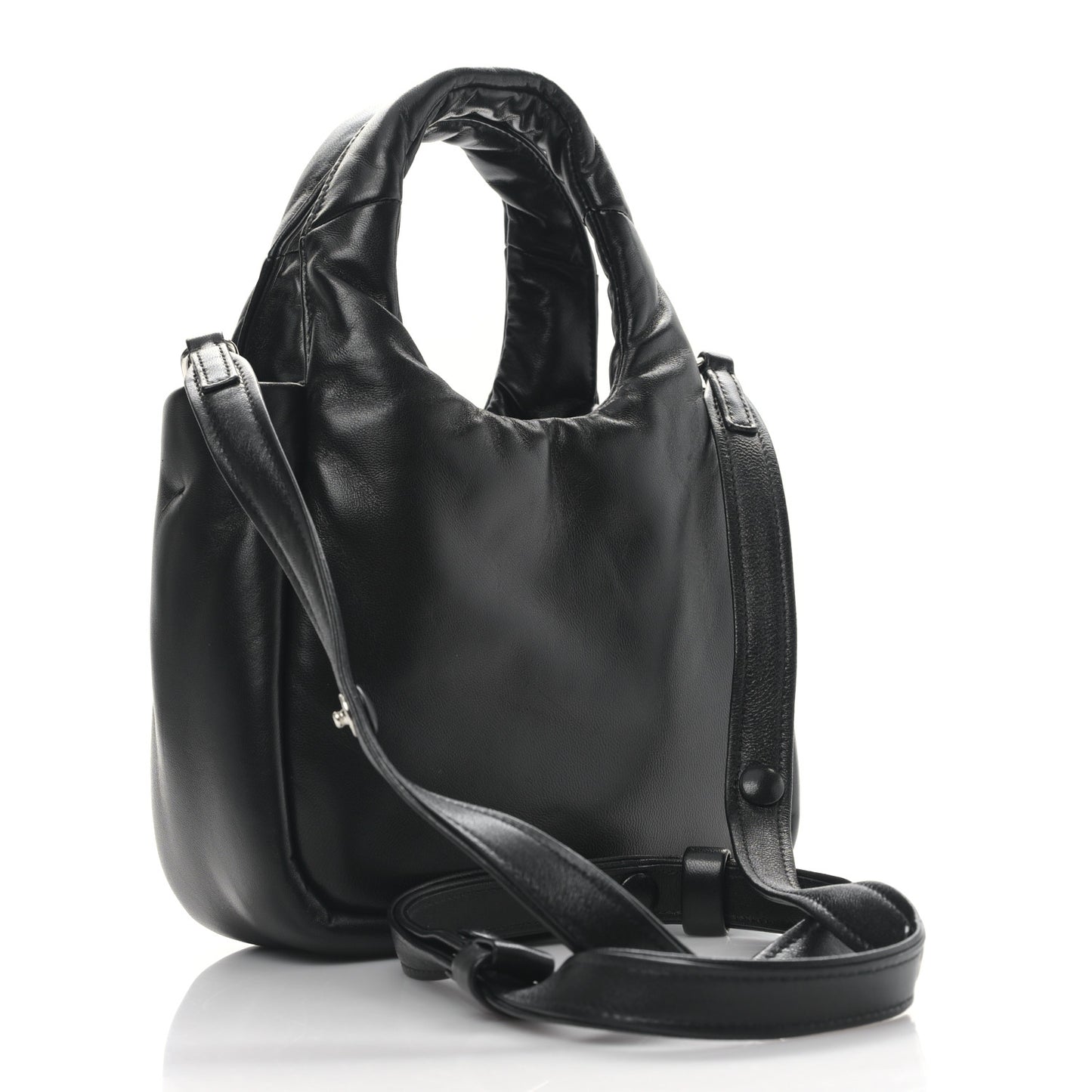 Nappa Soft Padded Small Double Handled Shoulder Bag Black