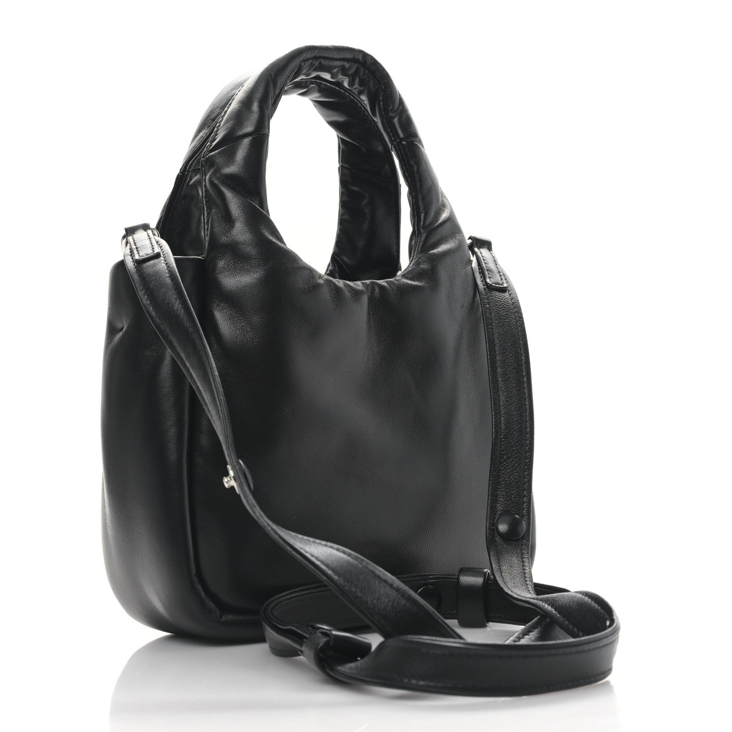 Prada Nappa Soft Padded Small Double Handled Shoulder Bag Black 3 of 8
