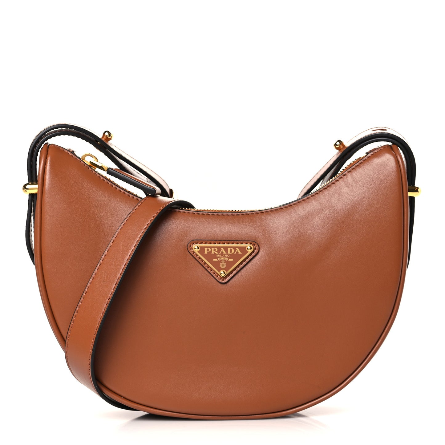 Soft Calfskin Arque Shoulder Bag Cognac