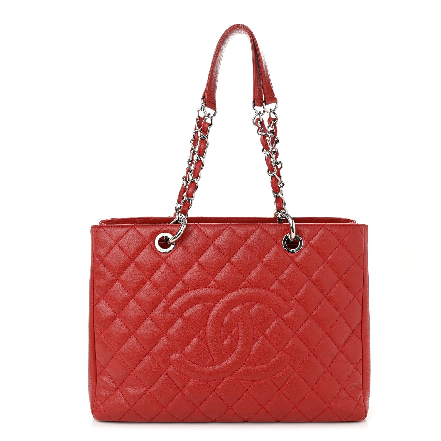 Chanel Caviar Quilted Grand Shopping Tote GST Red 1 of 11