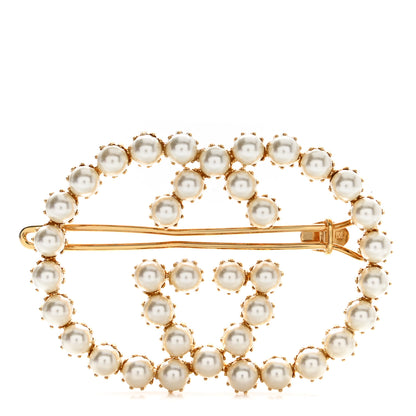 Gucci Metal Pearl Interlocking-G Hair Clip Gold 1 of 3