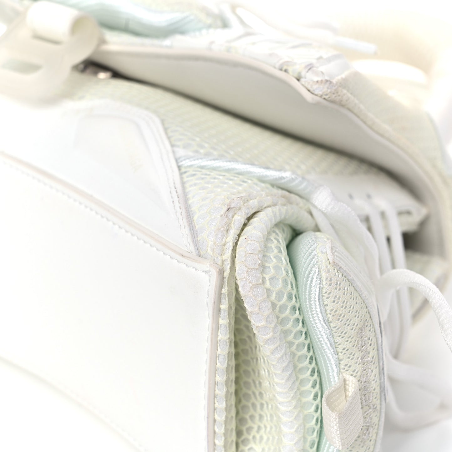 Faux Calfskin Fabric Glow In The Dark Small Sneakerhead Top Handle Bag White