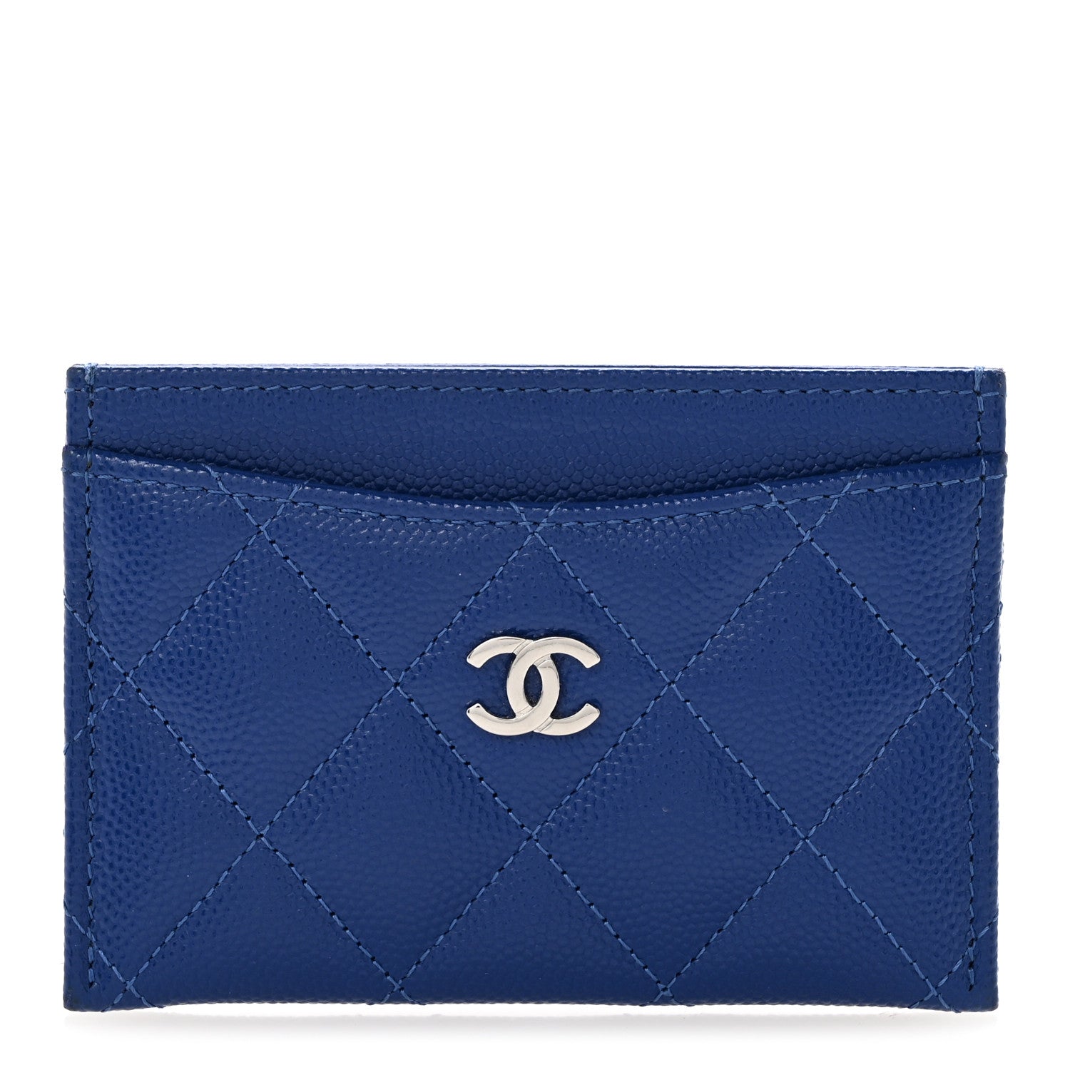 Chanel Caviar Quilted Card Holder Blue 1 of 10