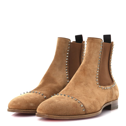 Christian Louboutin Crosta Spike Mens Cloo Chelsea Boots 42 Cinnamon 4 of 12