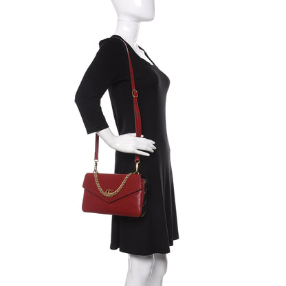 Gucci Calfskin Diagonal GG Medium Thiara Double Envelope Shoulder Bag Black Red 2 of 12