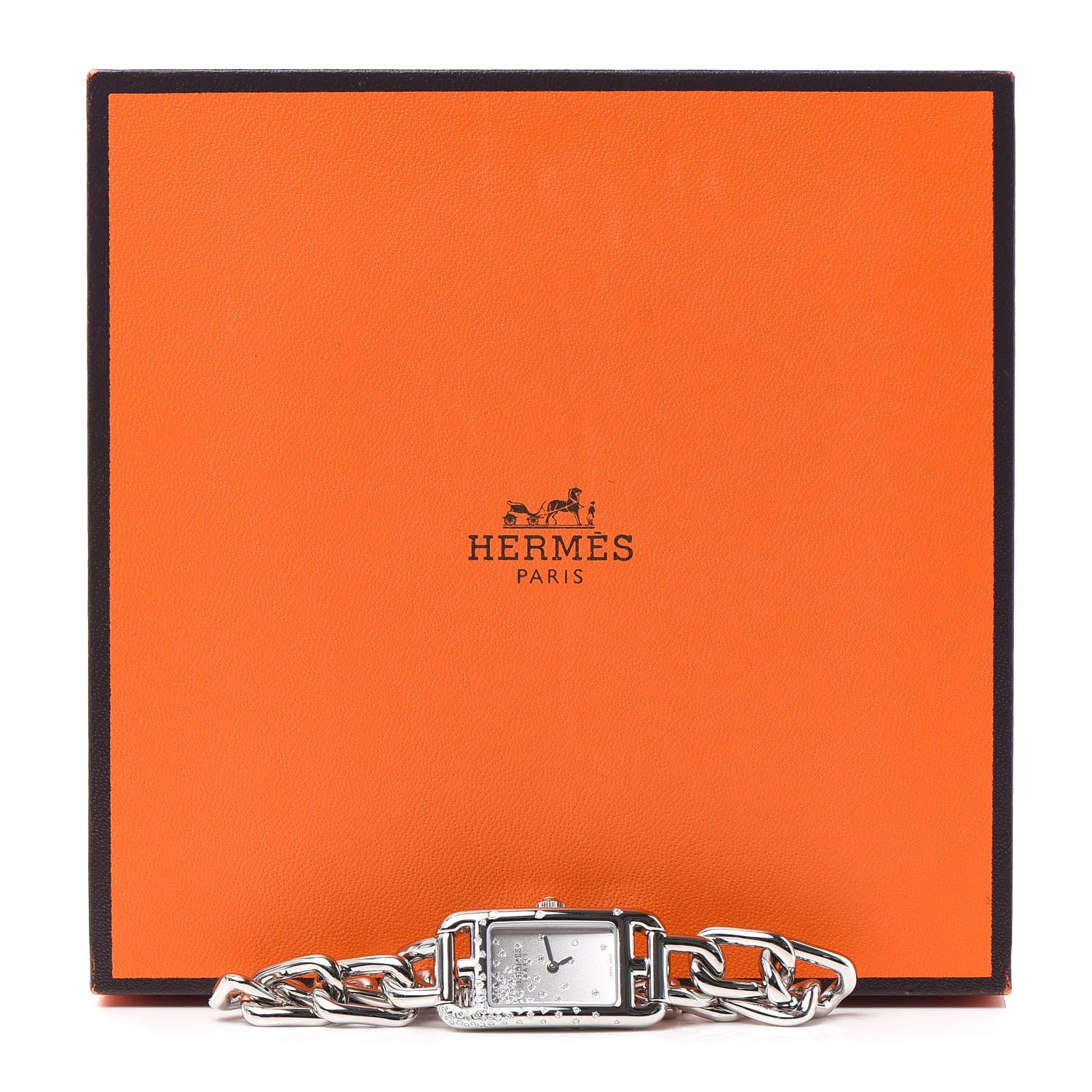 Hermes Stainless Steel Diamond 17mm Nantucket Jete De Diamants Quartz Watch 5 of 5