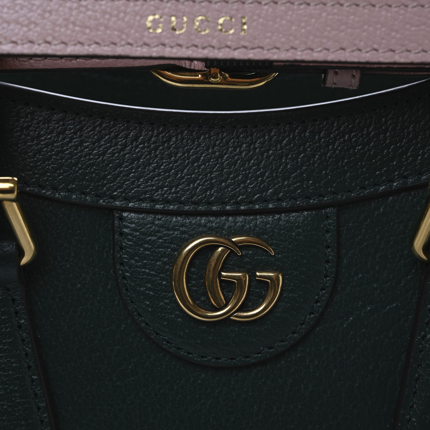 Gucci Textured Dollar Calfskin Web Small Diana Tote Bag Green 7 of 9