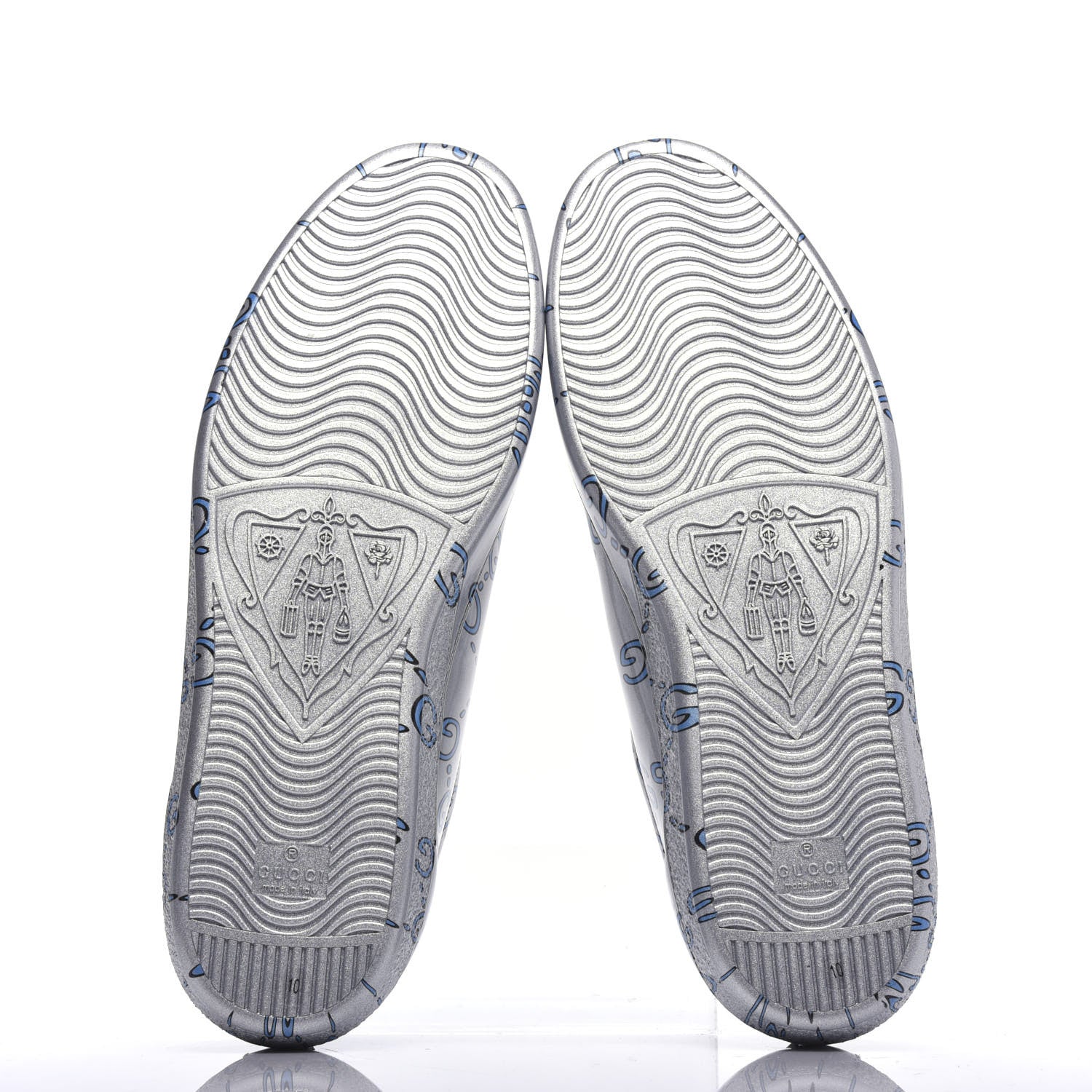 Gucci Miro Rubber Wax GucciGhost Print Mens New Ace Sneakers 10 Silver 6 of 10