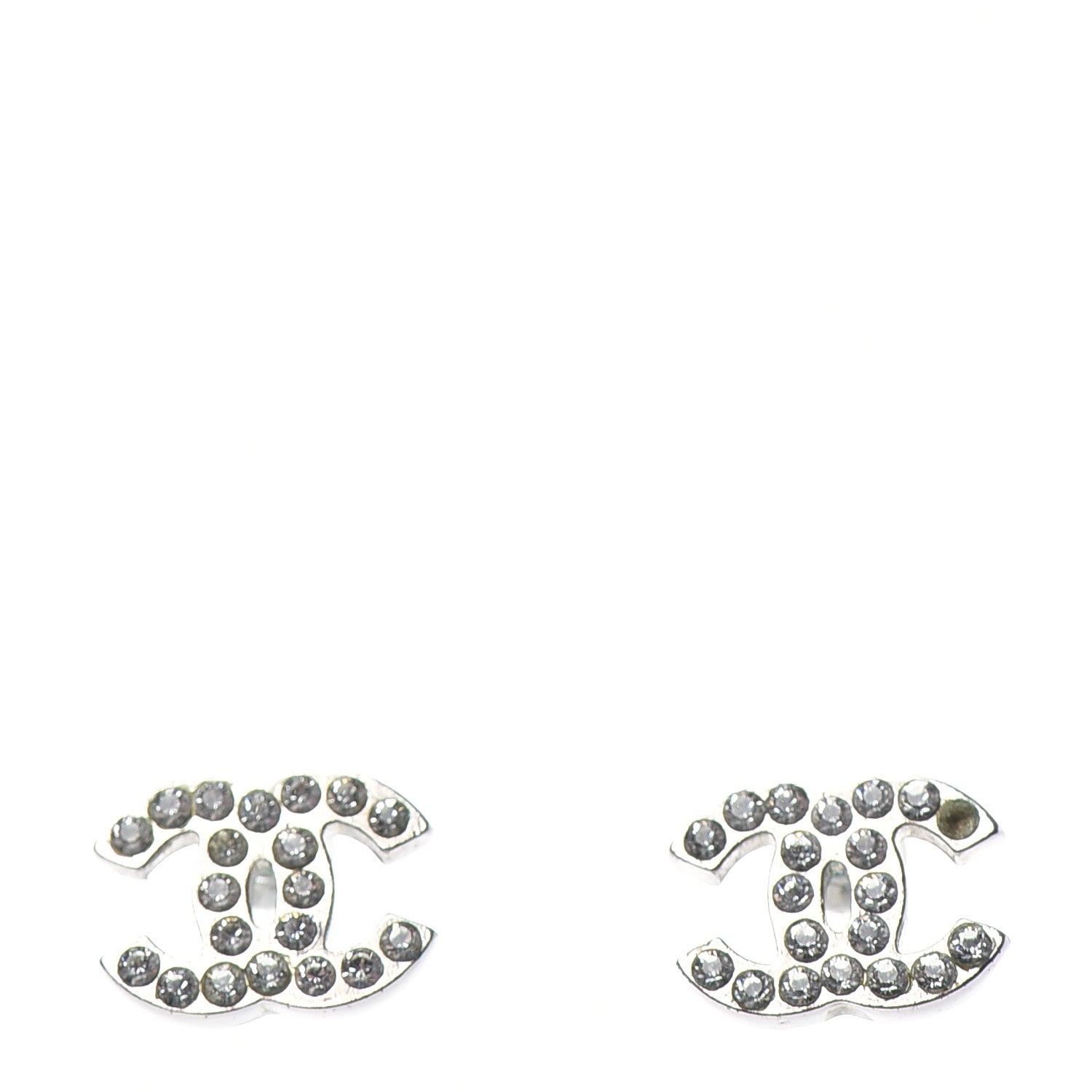 Chanel Crystal CC Earrings Silver 1 of 5