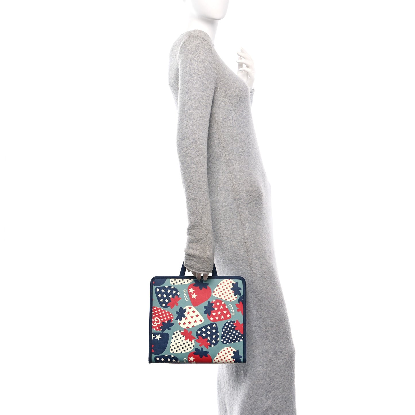 Coated Canvas Strawberry Stars Childrens Tote Red White Blue